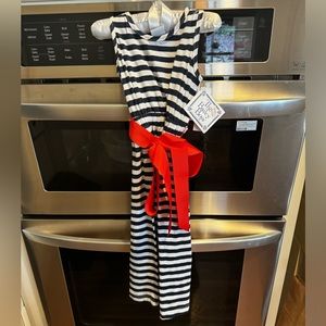 NEW TAGS Bailey Boys Navy White Striped Long Dress Orange Belt Girls Size 2T NWT